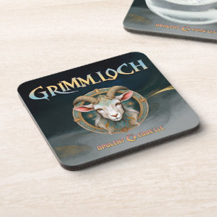 Grimmloch Goat Emblem Fantasy RPG Beverage Coaster