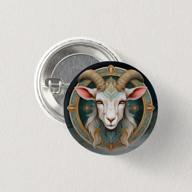 Grimmloch Goat Emblem Fantasy RPG Button (Front & Back)