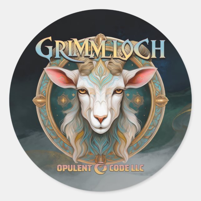 Grimmloch Goat Emblem Fantasy RPG Classic Round Sticker (Front)