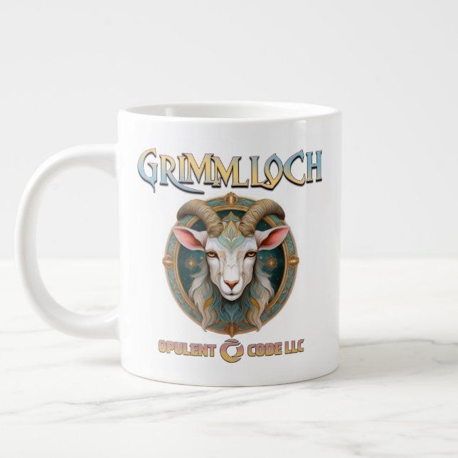 Grimmloch Goat Emblem Fantasy RPG Giant Coffee Mug (Left)