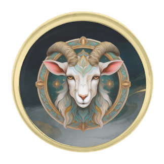 Grimmloch Goat Emblem Fantasy RPG Gold Finish Lapel Pin