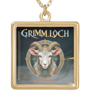Grimmloch Goat Emblem Fantasy RPG Gold Plated Necklace