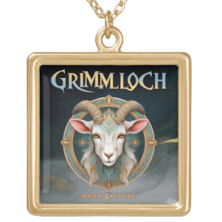 Grimmloch Goat Emblem Fantasy RPG Gold Plated Necklace