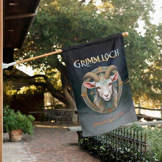 Grimmloch Goat Emblem Fantasy RPG House Flag (In SItu)