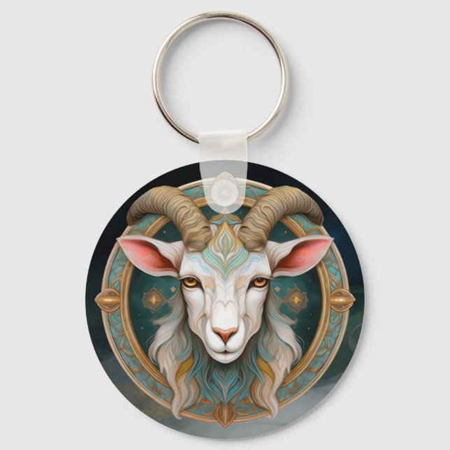 Grimmloch Goat Emblem Fantasy RPG Keychain (Front)
