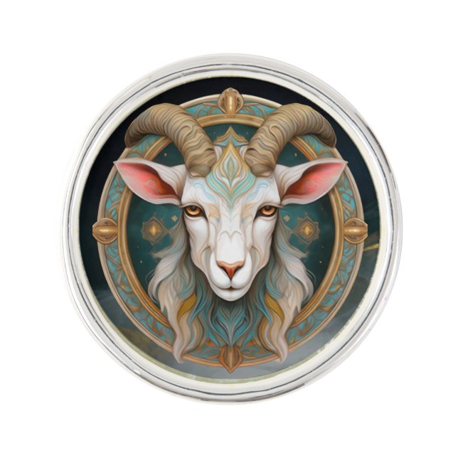 Grimmloch Goat Emblem Fantasy RPG Lapel Pin (Front)