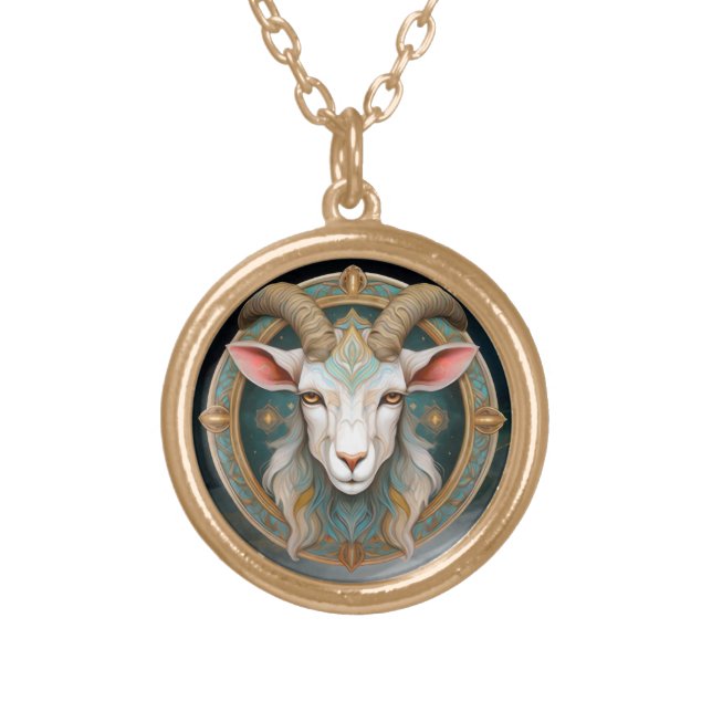 Grimmloch Goat Emblem Fantasy RPG Necklace (Front)