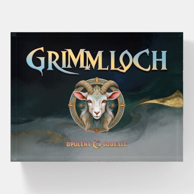 Grimmloch Goat Emblem Fantasy RPG Paperweight (Front)