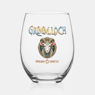 Grimmloch Goat Emblem Fantasy RPG Stemless Wine Glass