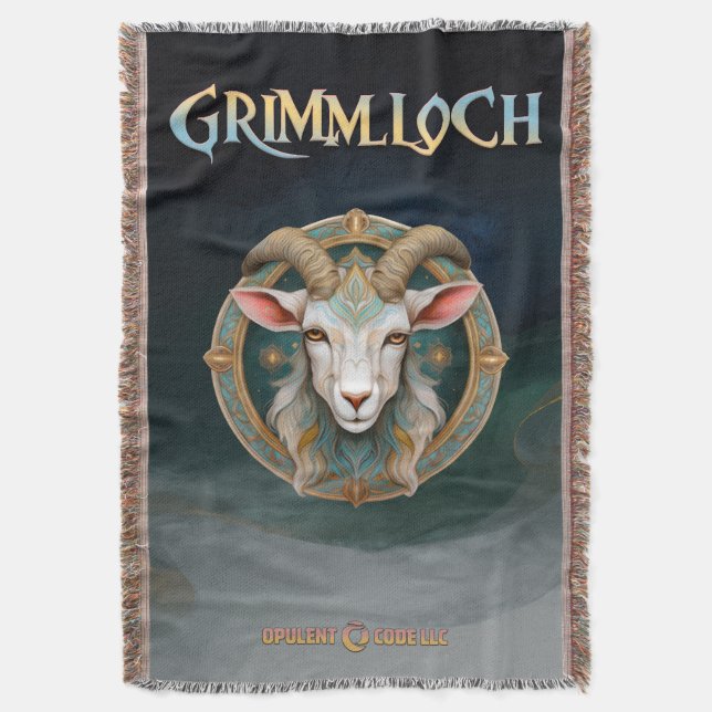 Grimmloch Goat Emblem Fantasy RPG Throw Blanket (Front Vertical)