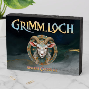 Grimmloch Goat Emblem Fantasy RPG Wooden Box Sign