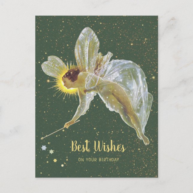 Grimshaw Fairy Birthday Wishing stars CC1231  Postcard (Front)