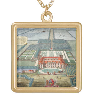 Grimsthorp in the county of Lincoln engraved by Jo Gold Plated Necklace