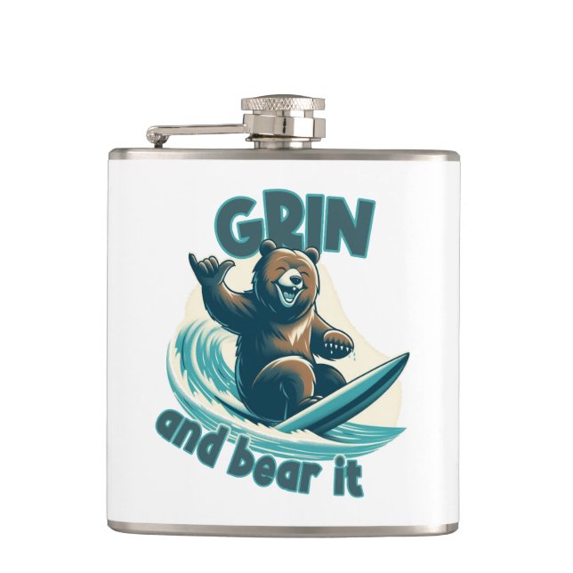Grin And Bear It Flask (Front)