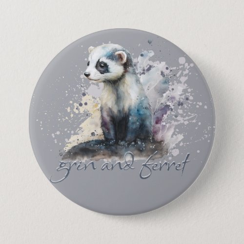 Grin and Ferret Pun Button