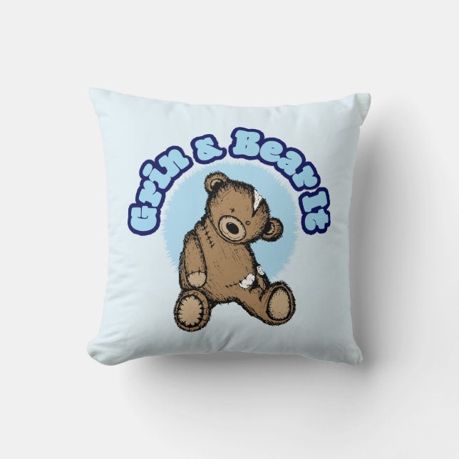 Grin & Bear It Throw Pillow (Front)