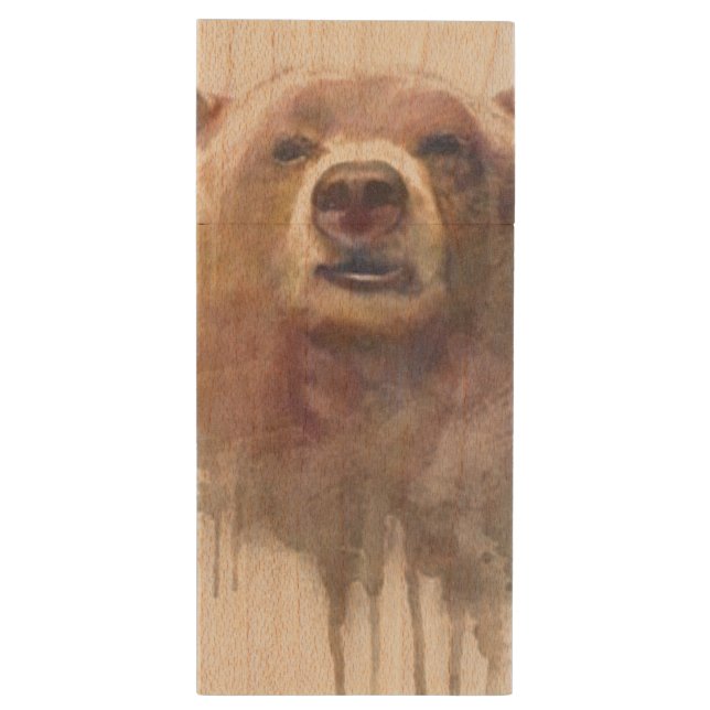 "Grin & Bear it" Wood Flash Drive (Back (Vertical))
