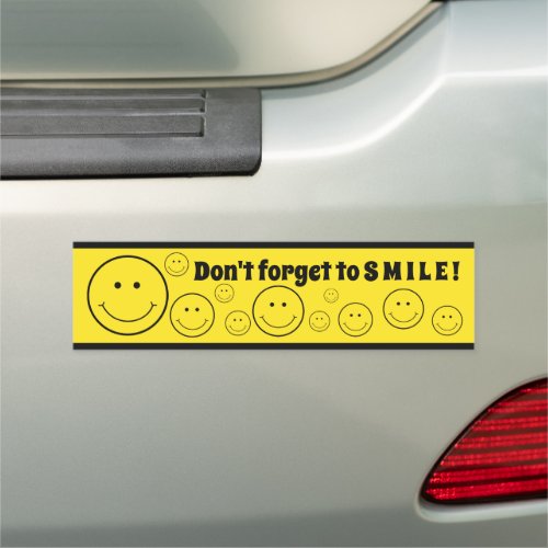 Grin Face Yellow Dont Forget to SMILE Enamel Car Magnet