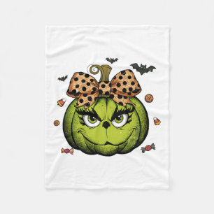 Grinc Pumpkin Coquette Pumpkin Halloween Spooky Se Fleece Blanket