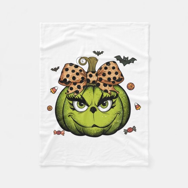 Grinc Pumpkin Coquette Pumpkin Halloween Spooky Se Fleece Blanket (Front)