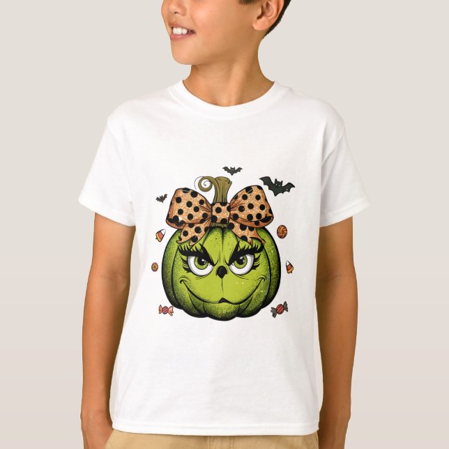 Grinc Pumpkin Coquette Pumpkin Halloween Spooky Se T-Shirt (Front)