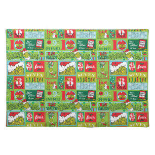 Grinch   12 Days of Grinchmas Pattern Cloth Placemat
