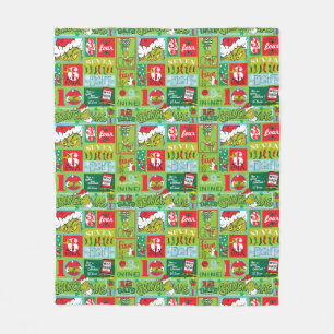 Grinch 12 Days of Grinchmas Pattern Fleece Blanket