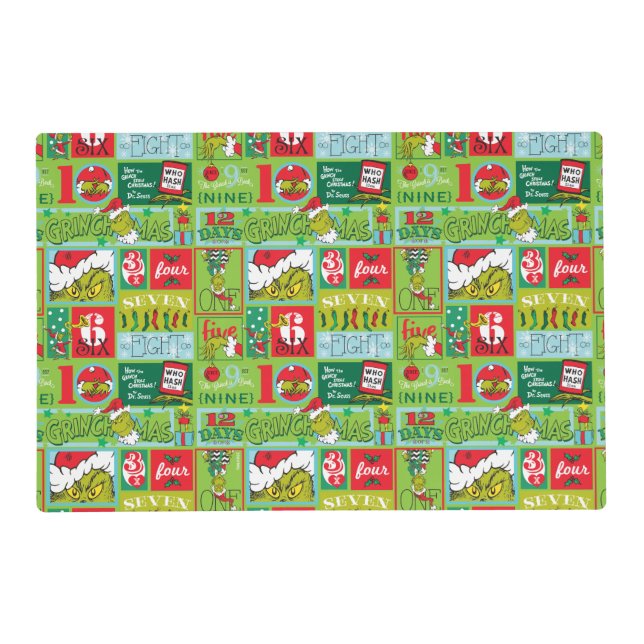 Grinch | 12 Days of Grinchmas Pattern Placemat (Front)