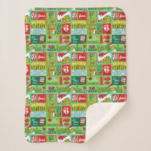 Grinch 12 Days of Grinchmas Pattern Sherpa Blanket