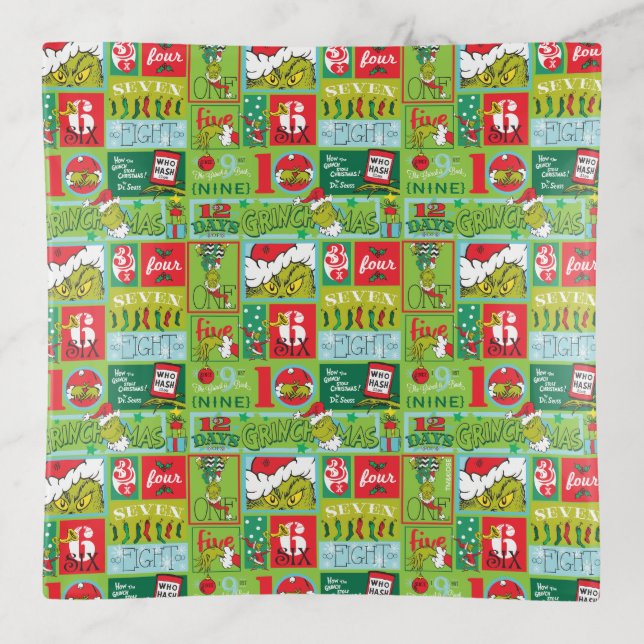 Grinch | 12 Days of Grinchmas Pattern Trinket Tray (Front)