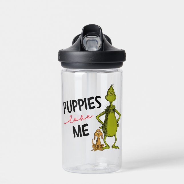Grinch and Max | Puppies Love Me Water Bottle (Front)