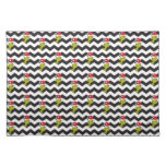Grinch | Black &amp; White Holiday Chevron Pattern Cloth Placemat