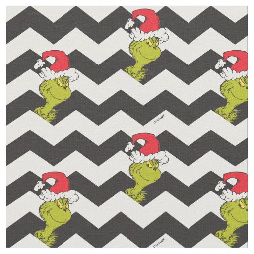Grinch | Black & White Holiday Chevron Pattern Fabric