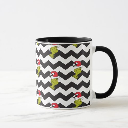 Grinch  Black  White Holiday Chevron Pattern Mug