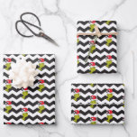 Grinch | Black &amp; White Holiday Chevron Pattern Wrapping Paper Sheets