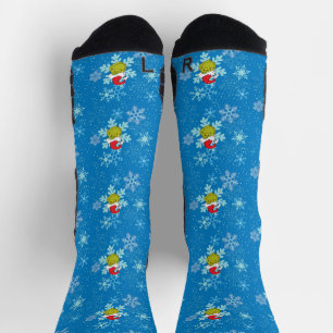 Grinch Blue Snowflake Pattern Socks