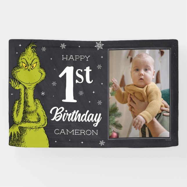 Grinch Chalkboard Birthday Banner (Horizontal)