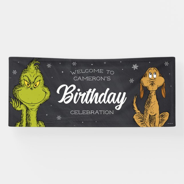 Grinch Chalkboard Birthday Banner (Horizontal)
