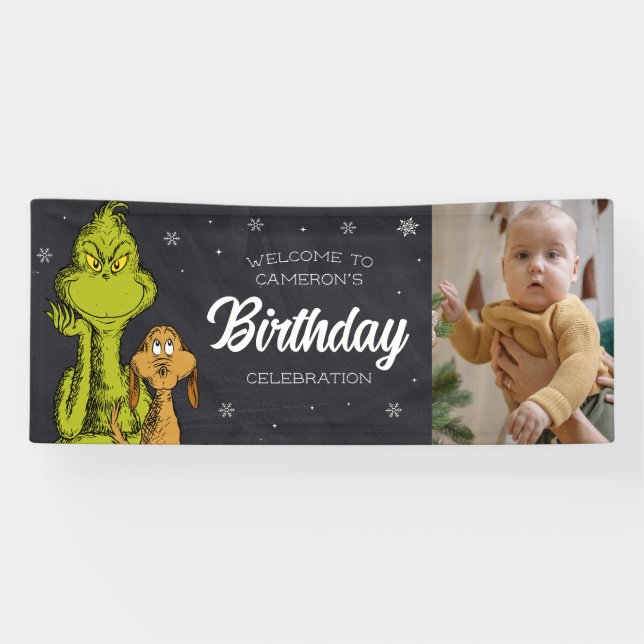 Grinch Chalkboard Birthday Banner (Horizontal)