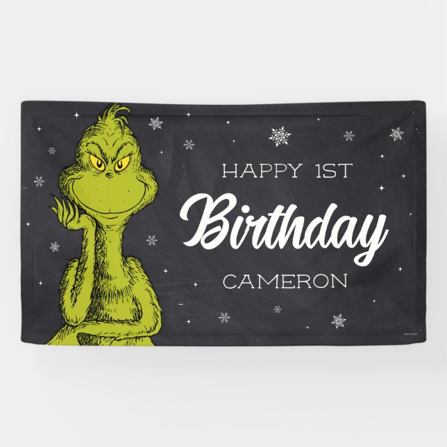 Grinch Chalkboard Birthday Banner (Horizontal)