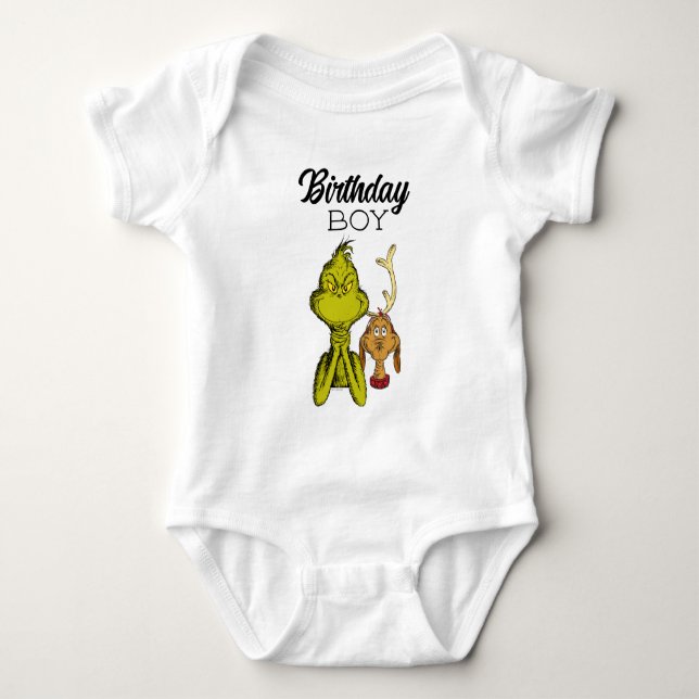 Grinch Chalkboard Birthday Boy Baby Bodysuit (Front)