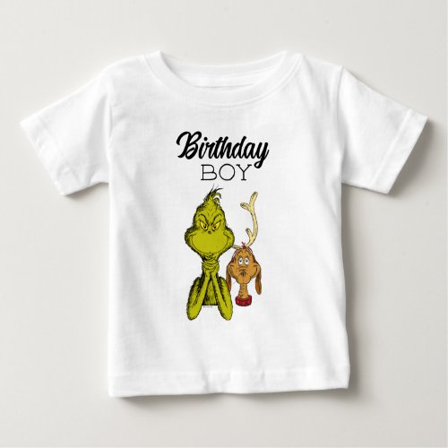 Grinch Chalkboard Birthday Boy Baby T_Shirt