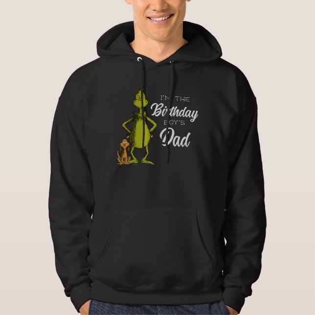 Grinch Chalkboard Birthday Boy's Dad Hoodie (Front)