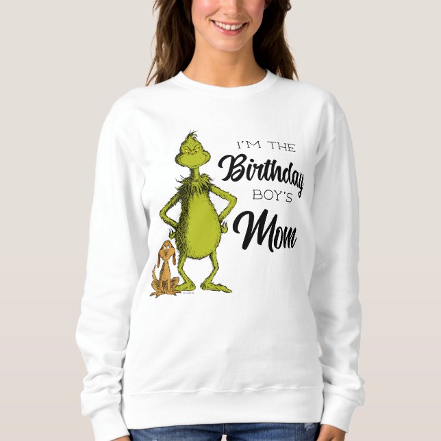 Grinch Chalkboard Birthday Boy's Mom Sweatshirt (Front)