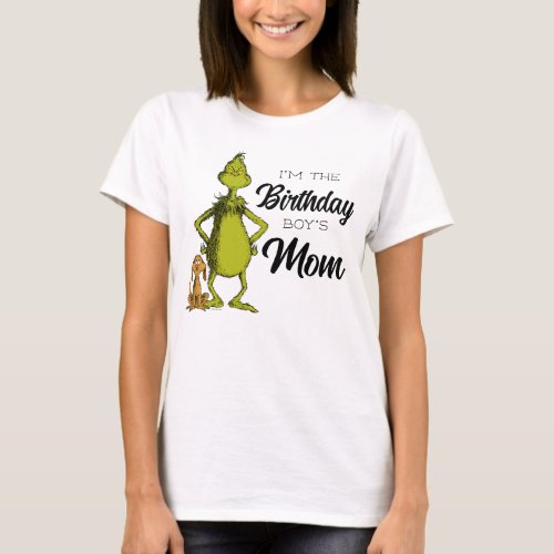 Grinch Chalkboard Birthday Boys Mom T_Shirt