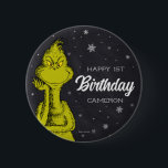 Grinch Chalkboard Birthday Button<br><div class="desc">Wear this Dr. Seuss Grinch button to wish the birthday boy or girl a happy fun filled day!</div>