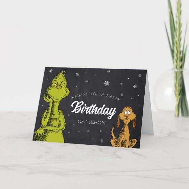 Grinch Chalkboard Birthday Card (Front)