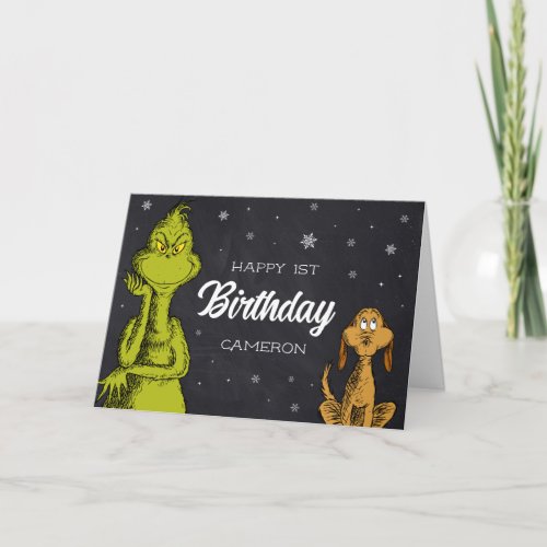 Grinch Chalkboard Birthday Card