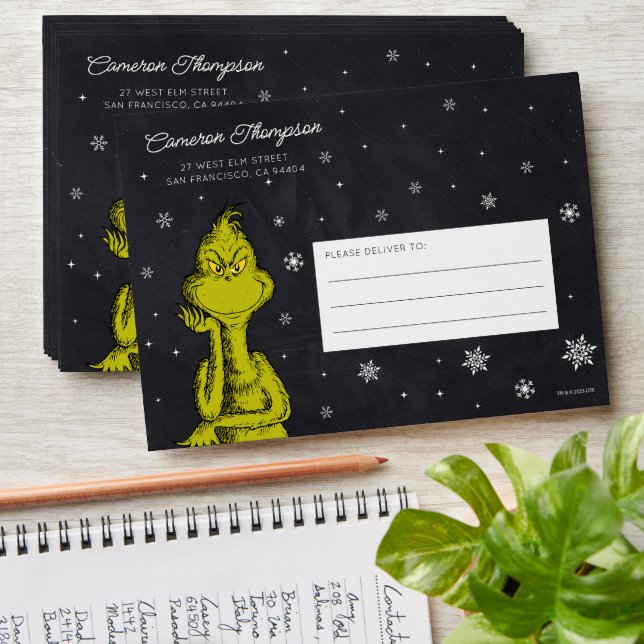 Grinch Chalkboard Birthday Envelope (Stacked)