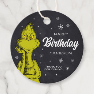 Grinch Chalkboard Birthday Favor Favor Tags